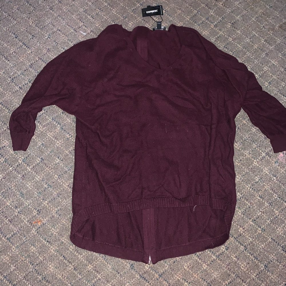 Express Womens 3/4 Sleeve Sweater Back Zipper